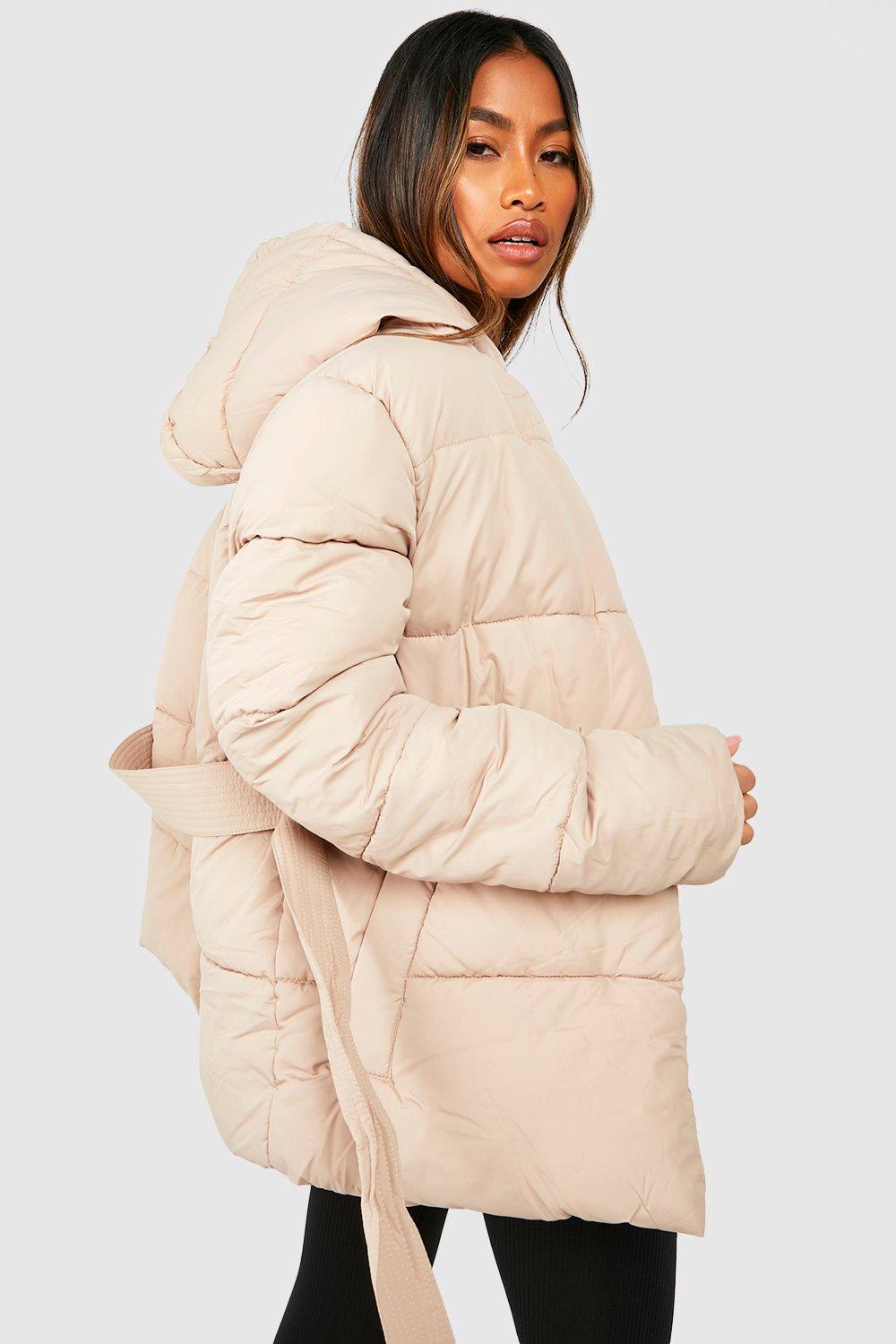 Beige puffer shop coat womens