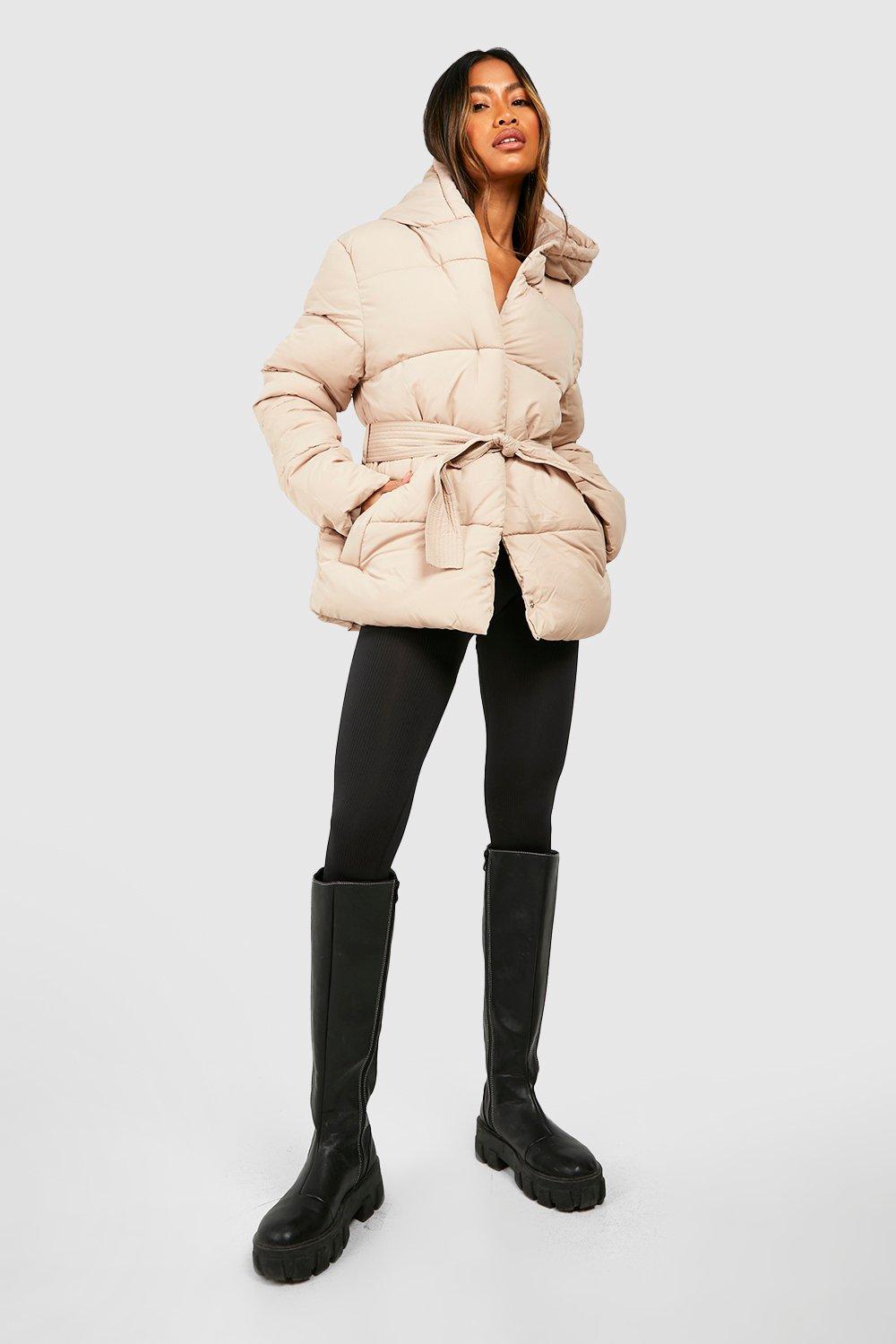 Belted shop puffer jacket