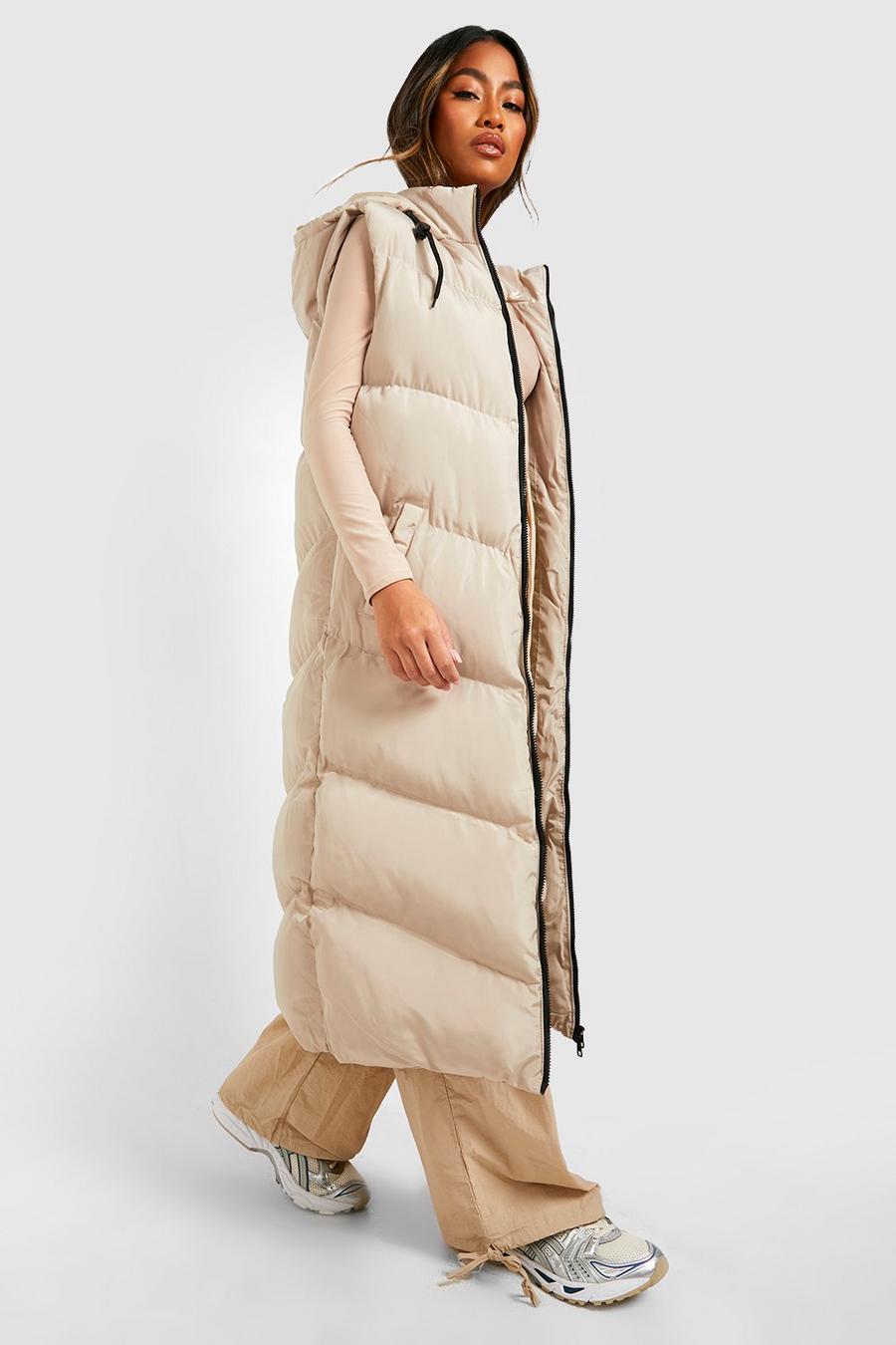 Stone beige Maxi Hooded Gilet image number 1