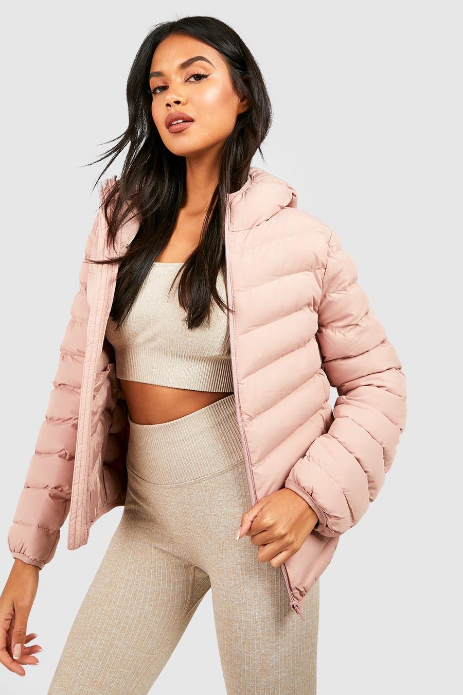 Dusky pink Hooded Puffer Jacket