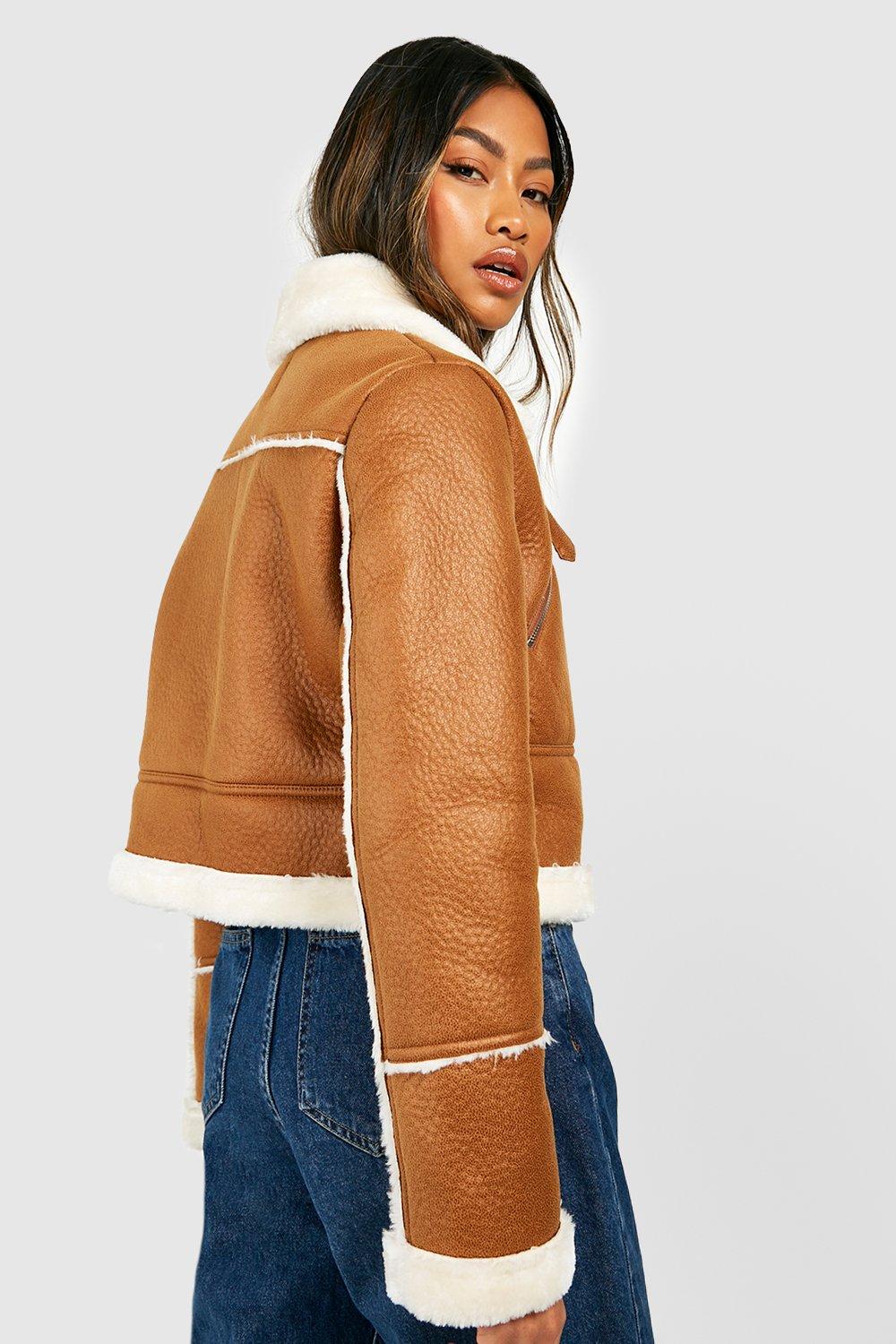 Boohoo cropped aviator on sale jacket