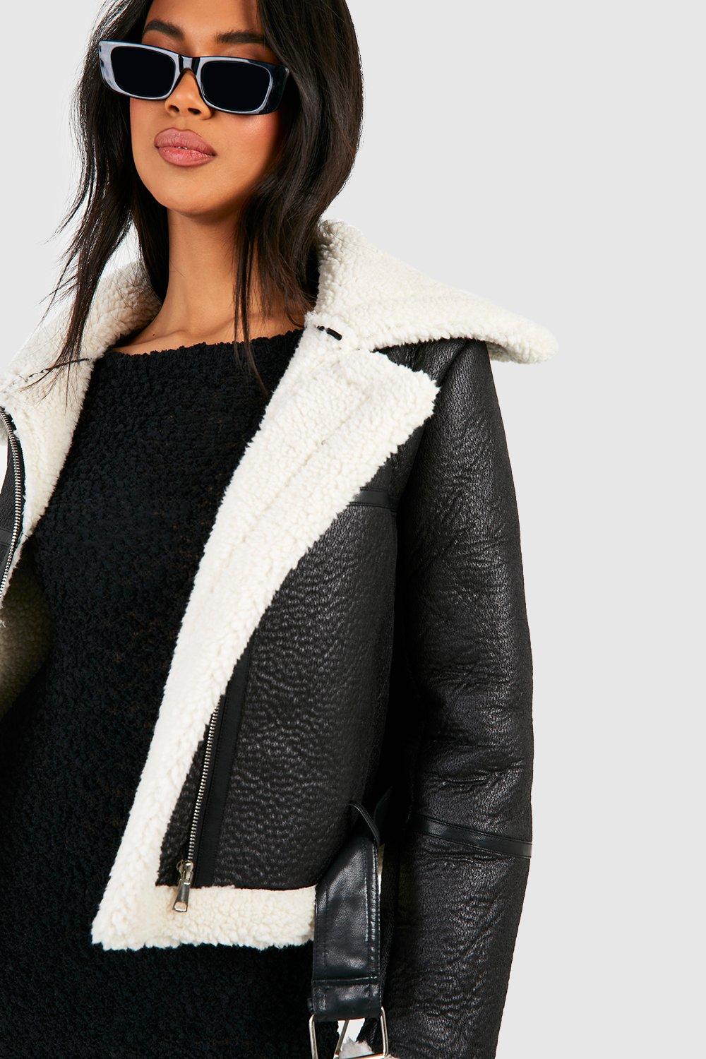 Contrast bonded deals aviator jacket