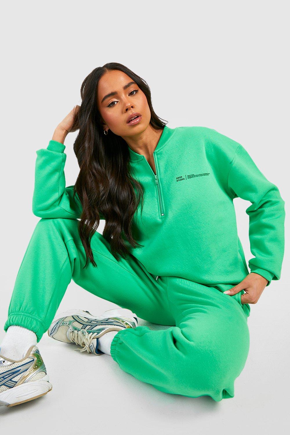 green zip up tracksuit