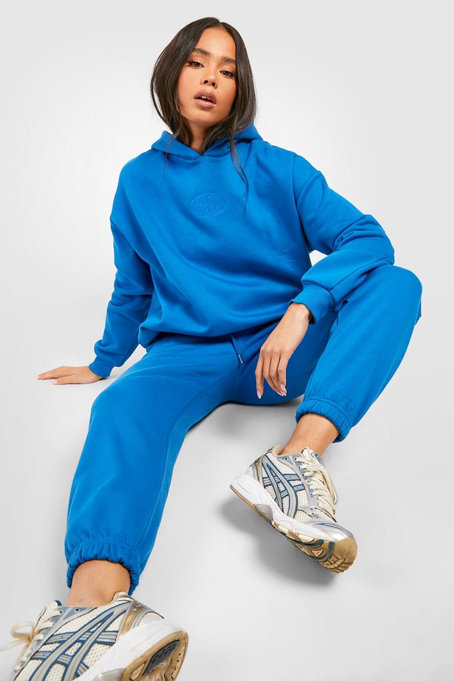Chándal Petite de pantalón deportivo y sudadera con capucha y bordado Dsgn, Blue image number 1