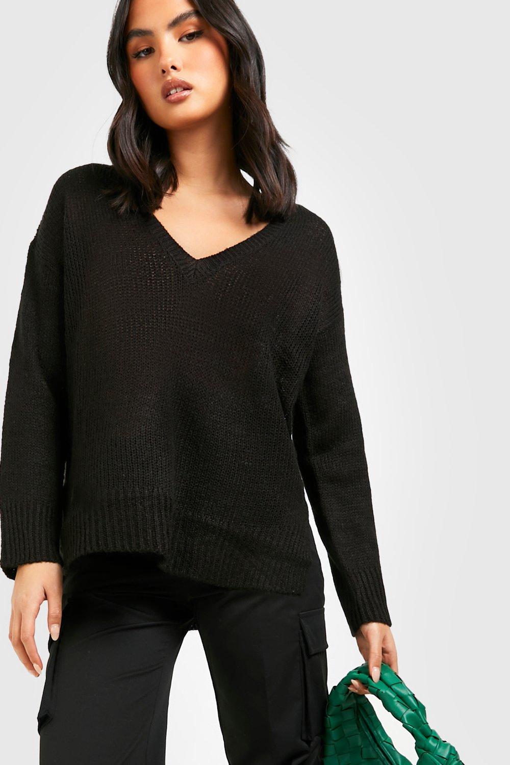 Black side split jumper hotsell