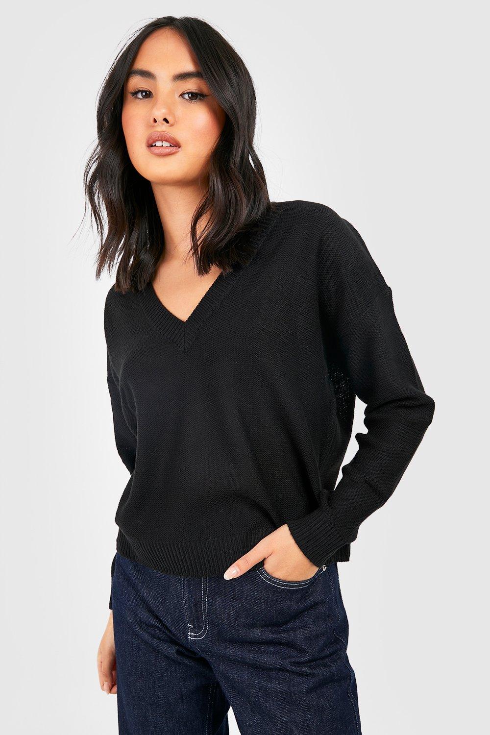 black boxy jumper womens