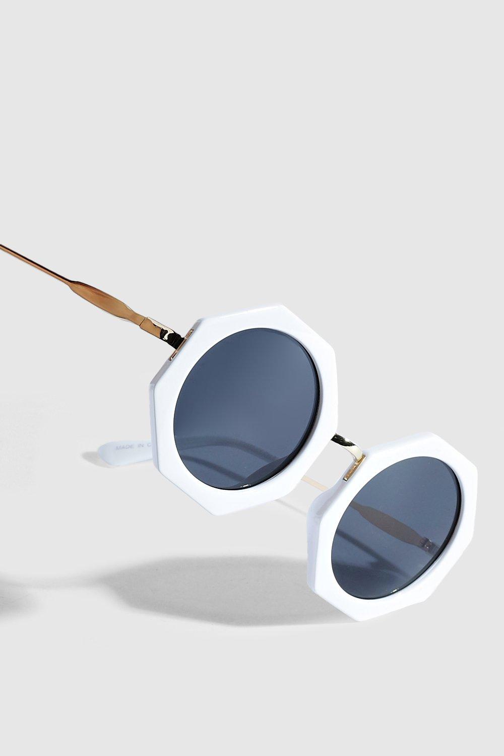 Gafas de sol con montura blanca octagonal boohoo