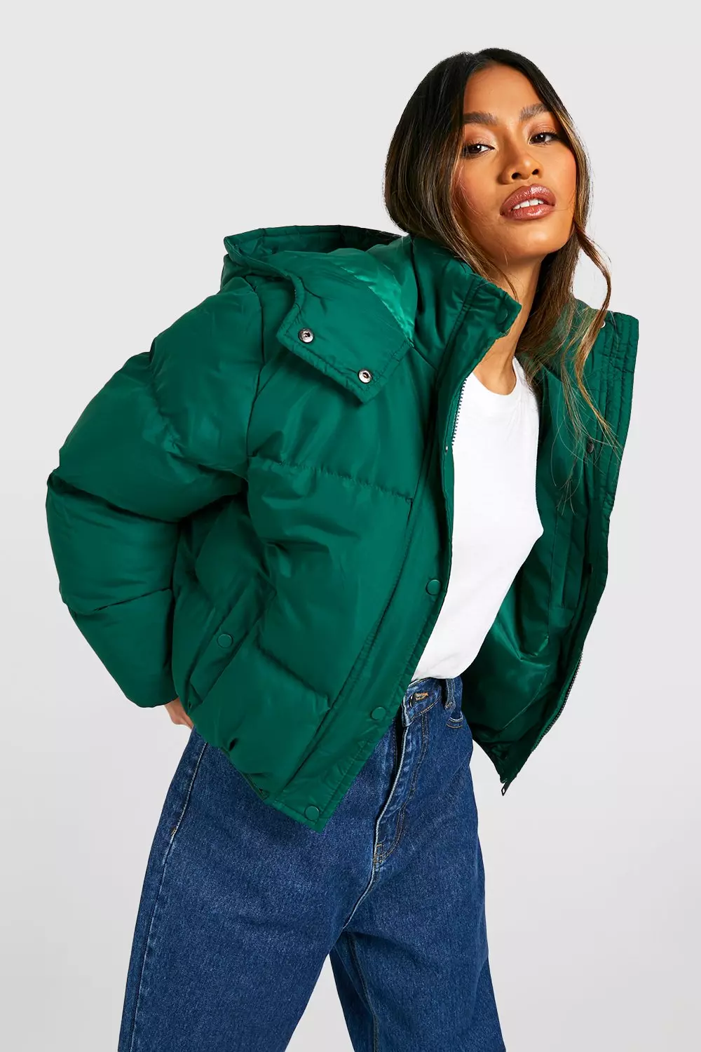 Green puffer 2024 jacket topshop