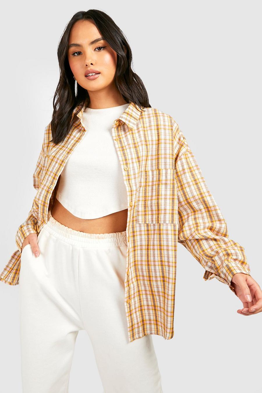 Yellow Oversized Checked Shirt   image number 1