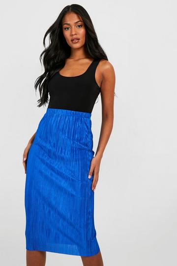 Tall Plisse Midi Skirt cobalt