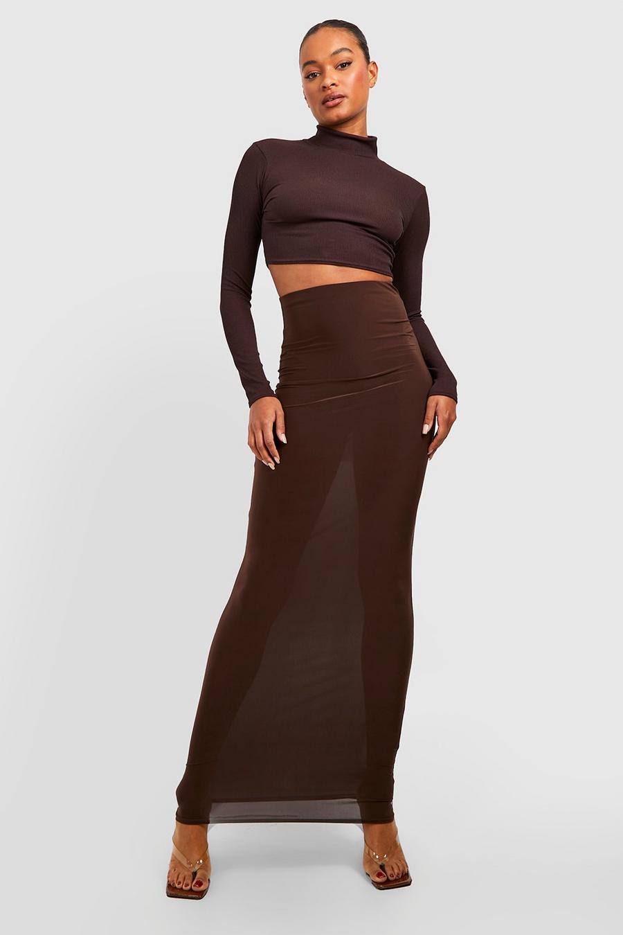 Gonna maxi Tall seducente, Chocolate image number 1