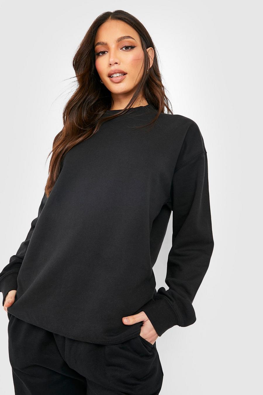 Tall recyceltes Oversize Sweatshirt, Black noir