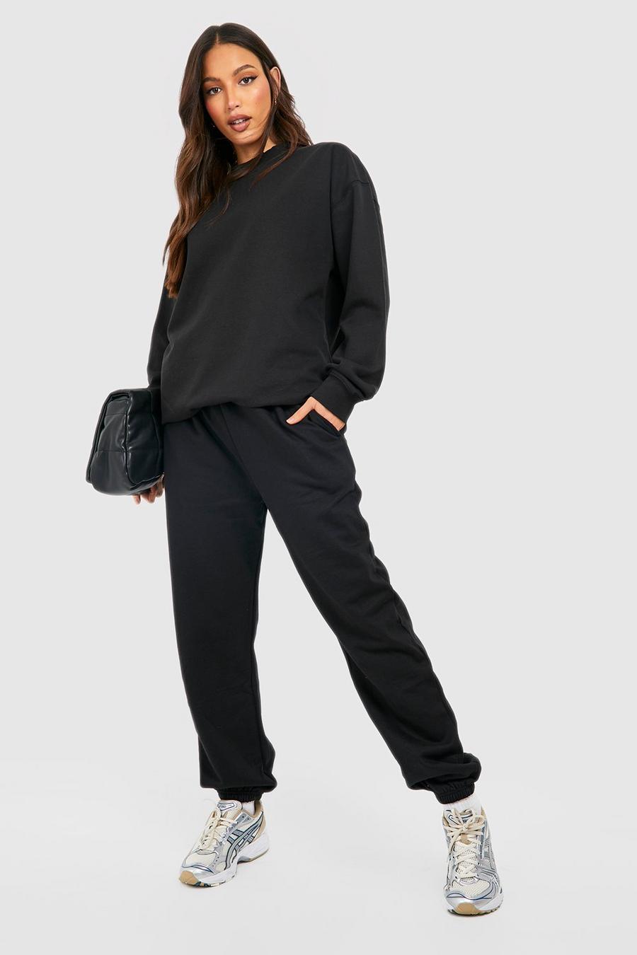 שחור מכנסי טרנינג אוברסייז בגזרת מותניים בינונית, לנשים גבוהות image number 1