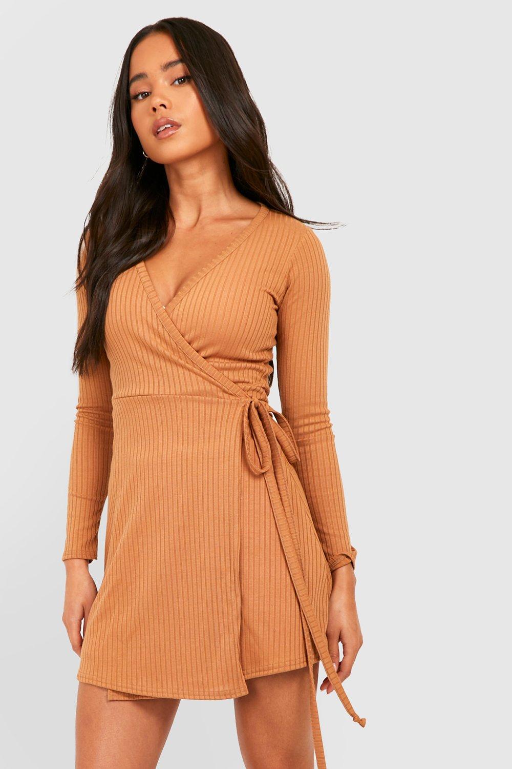 Boohoo wrap hot sale dresses