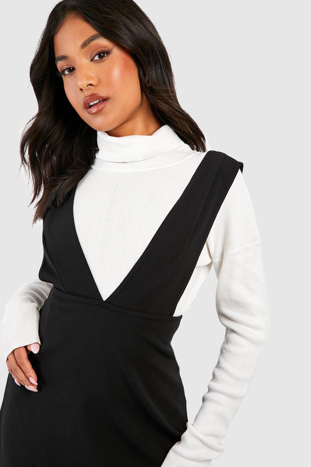 Petite Basic Skater Pinafore Dress boohoo