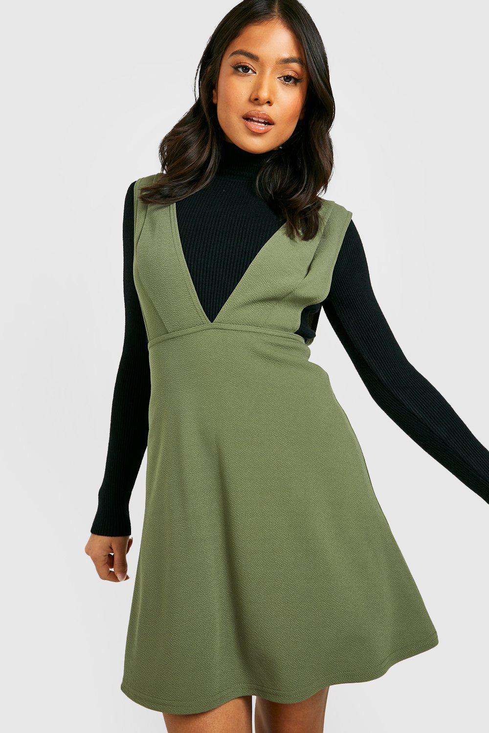 long sleeve pinafore dress