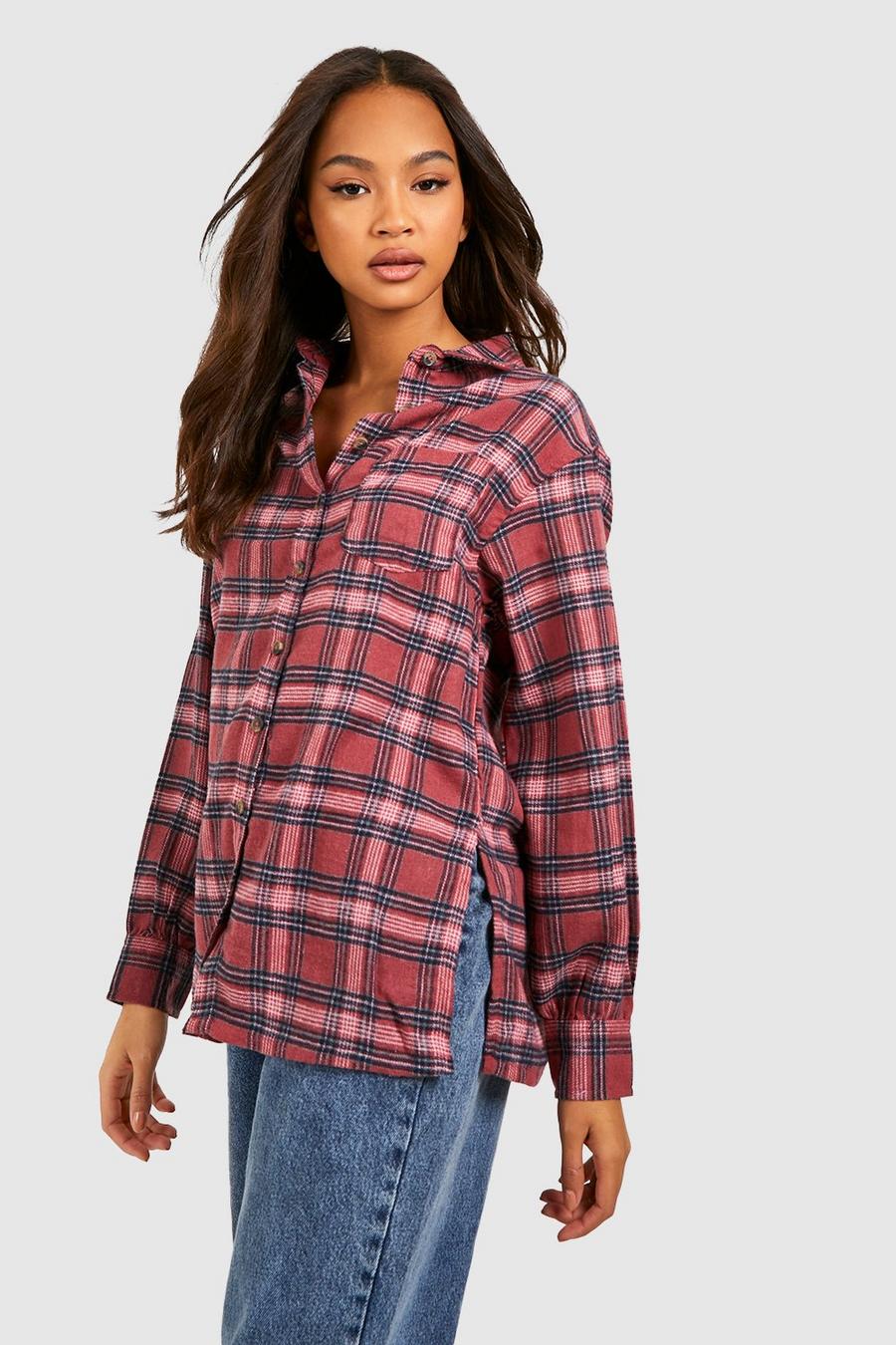Pink Oversized Checked Shirt 