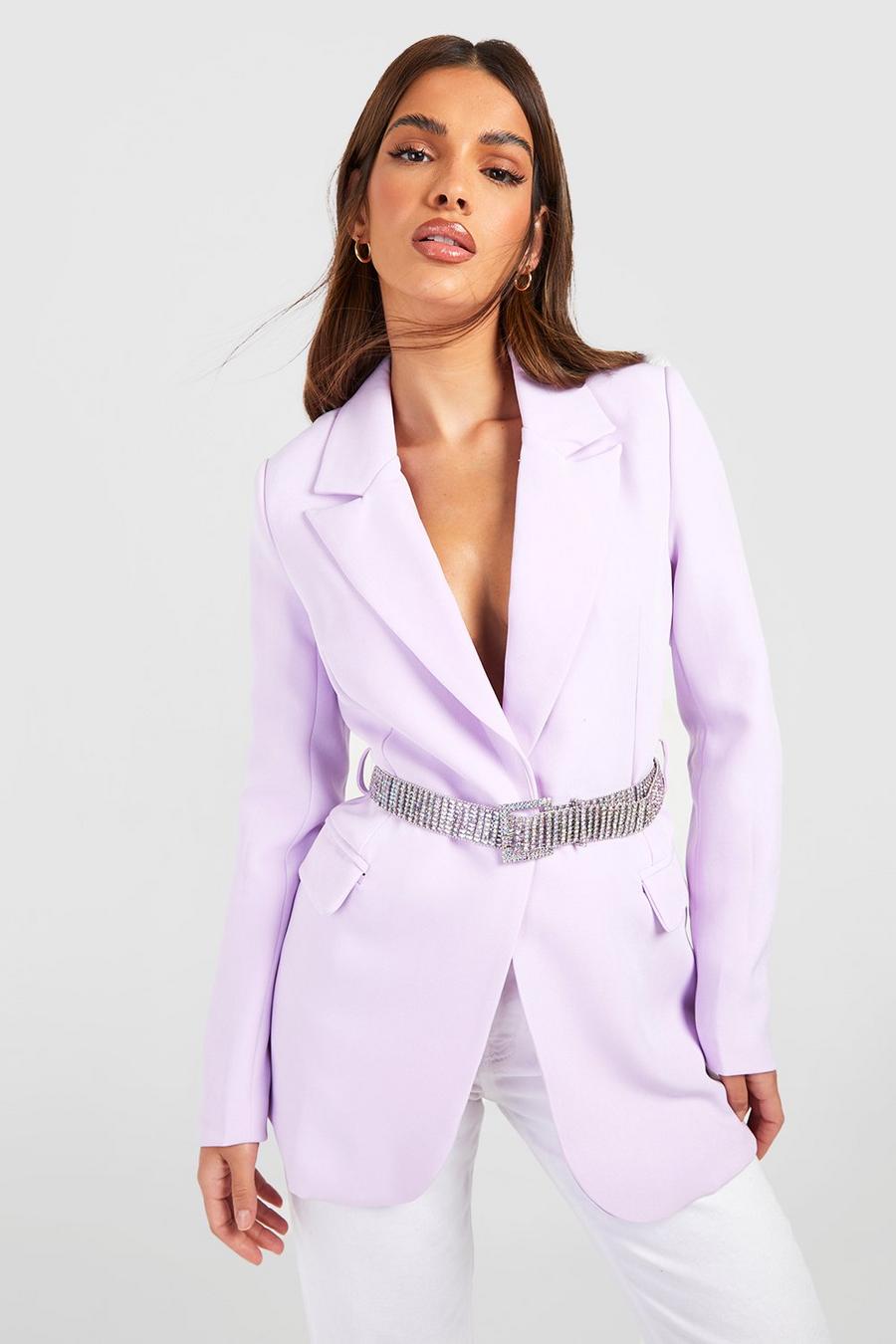 Tailored Blazer With Diamante Belt, Lilac viola image number 1