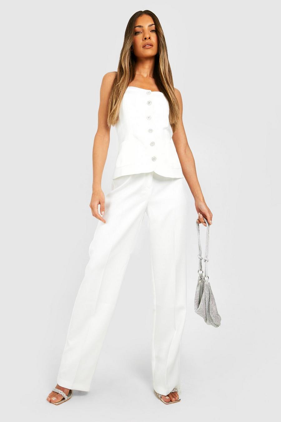 Ivory Tailored Wide Leg Pants image number 1