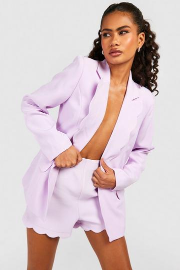 Scalloped Hem Tailored Shorts lilac