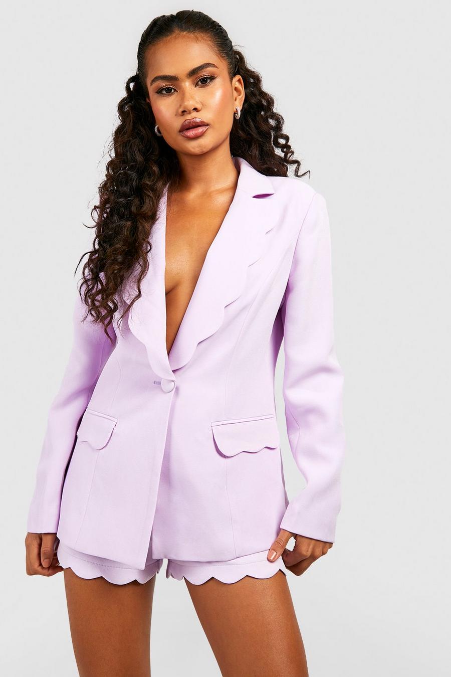 Lilac Scalloped Lapel Tailored Blazer image number 1