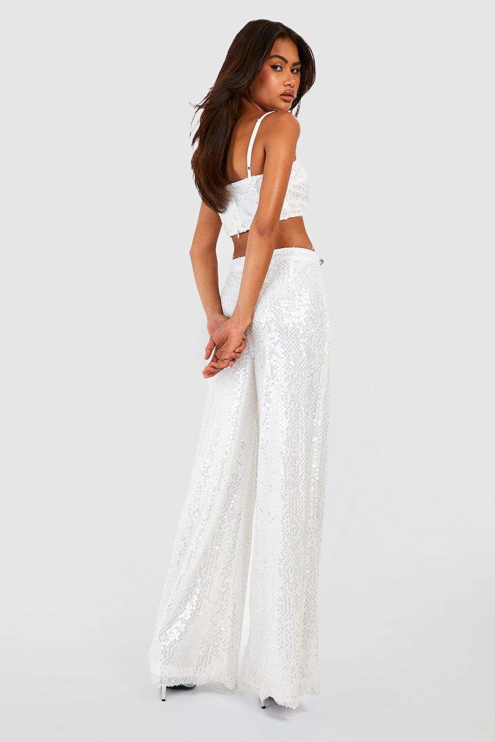 Sequin Wide Leg Floor Sweeping Pants