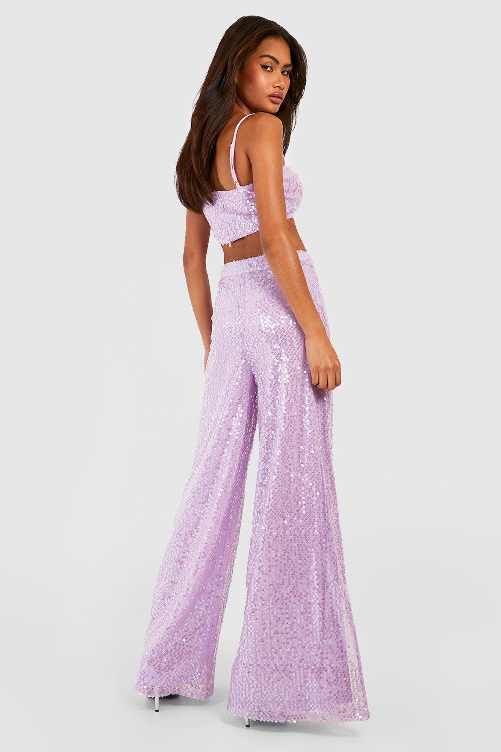 Sequin Wide Leg Floor Sweeping Pants