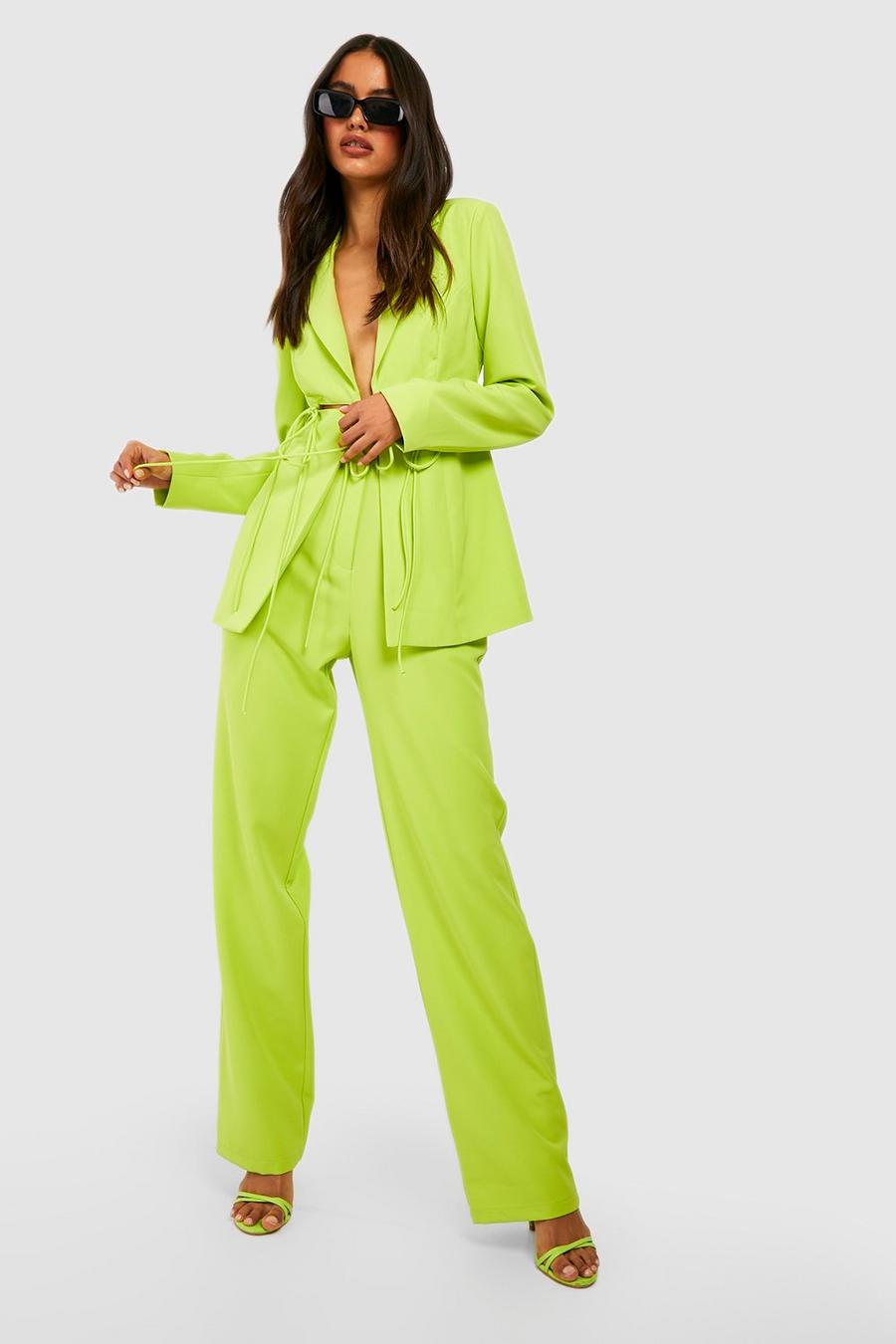 Lime Seam Front Straight Leg Dress Pants image number 1