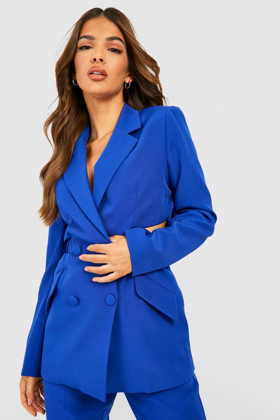 Cobalt Cut Waist Open Back Fitted Tailored Blazer image number 1