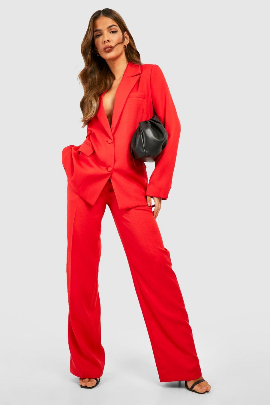 Red Slouchy Wide Leg Tailored Trousers  image number 1