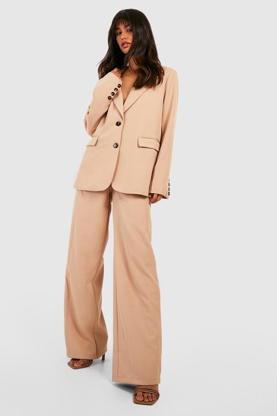 Camel Slouchy Wide Leg Tailored Trousers  image number 1
