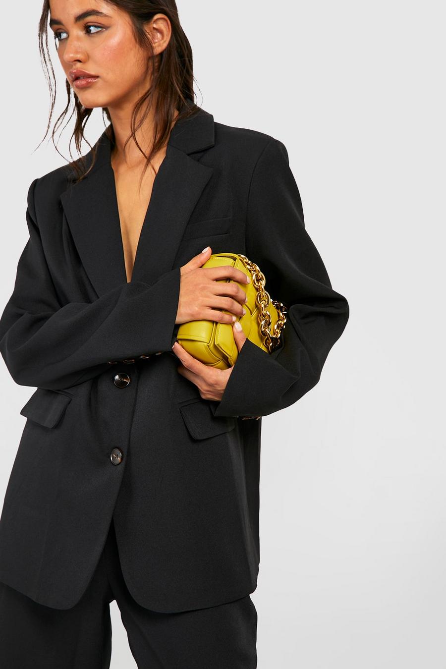 Black Oversized Relaxed Fit Tailored Blazer image number 1