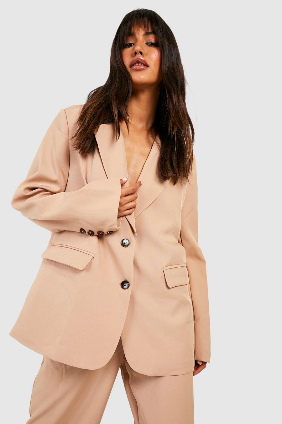 Camel Oversized Relaxed Fit Tailored Blazer image number 1