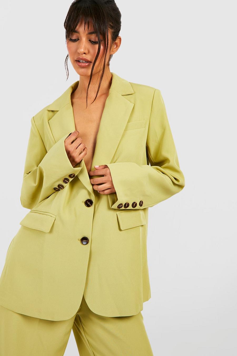 Olive Oversized Relaxed Fit Tailored Blazer image number 1