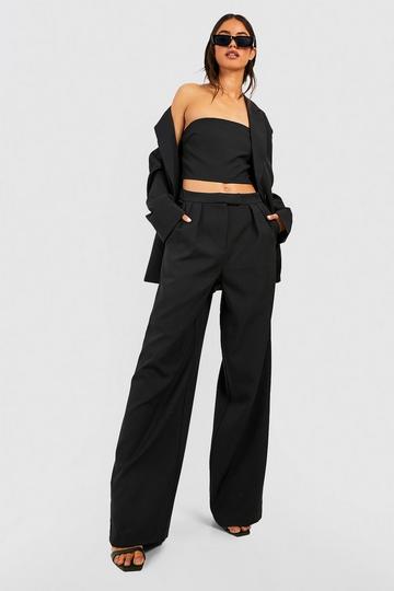 Slouchy Wide Leg Dress Pants black