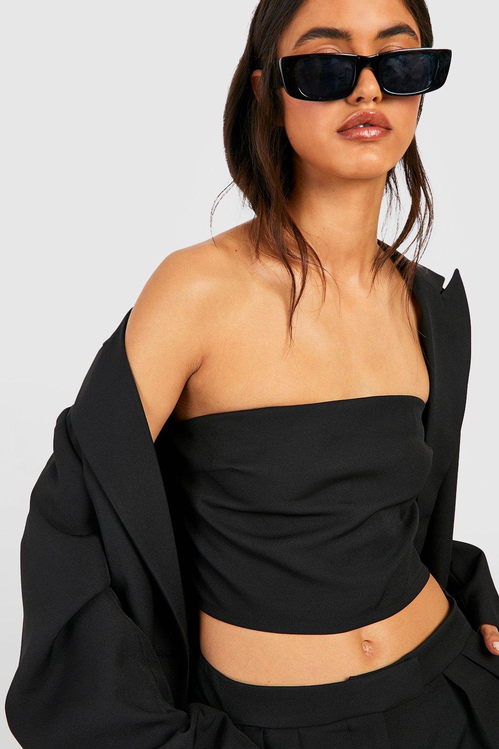 Tailored Strapless Top in Black