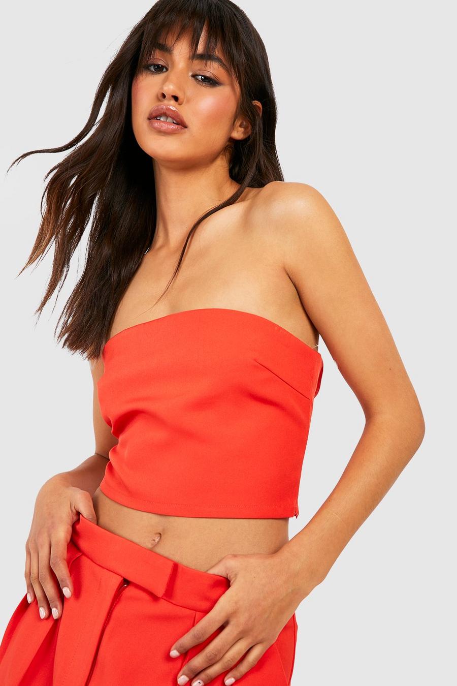 Red orange Tailored Tube Top image number 1