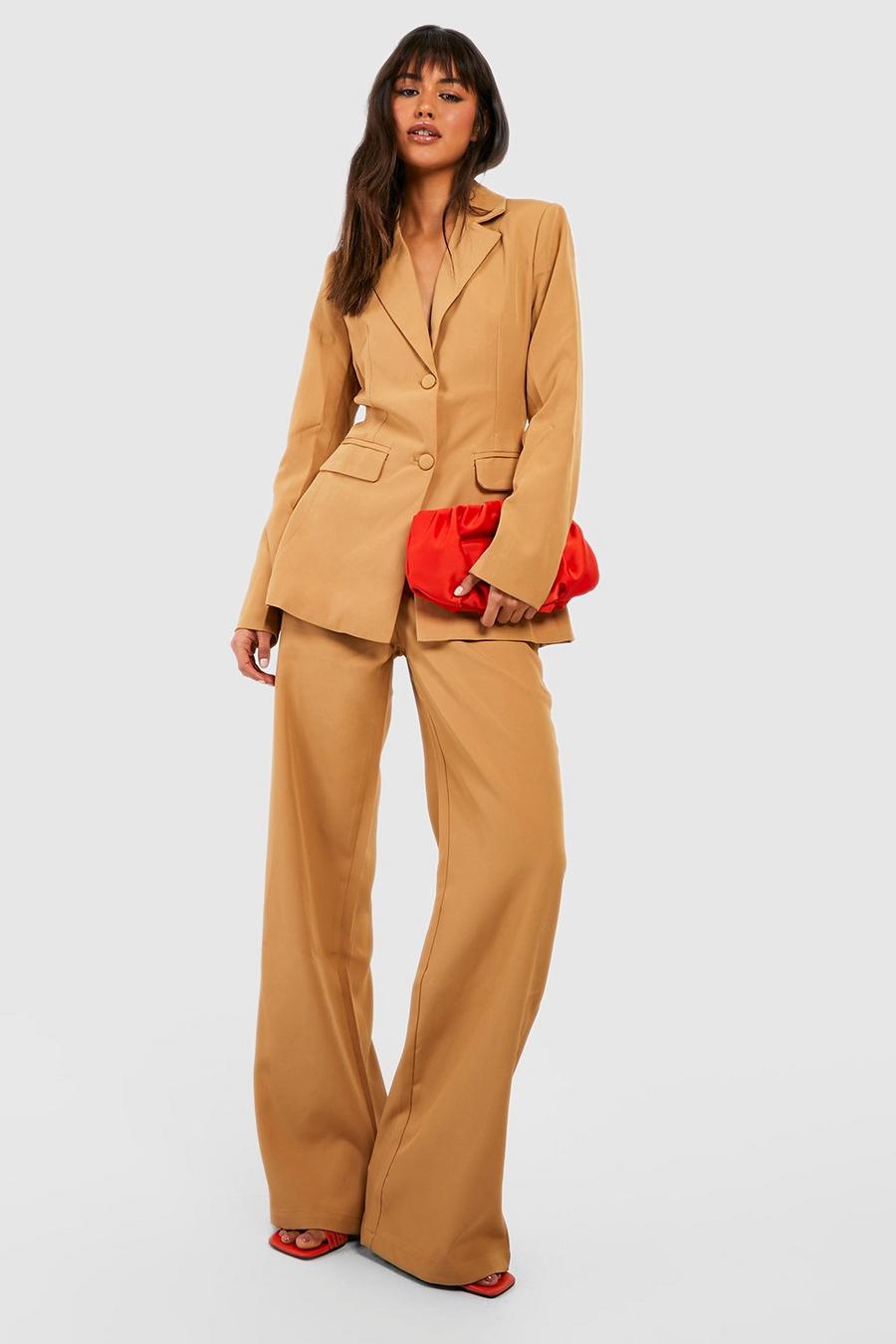 Camel Wide Leg Tailored Pants image number 1