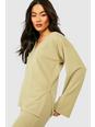 Sage Ribbed Oversized Long Sleeved Top