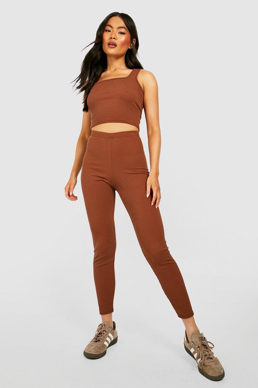 Chocolate Ribbed Cropped Top image number 1