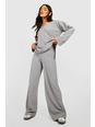 Dove Ribbed Wide Leg Trousers