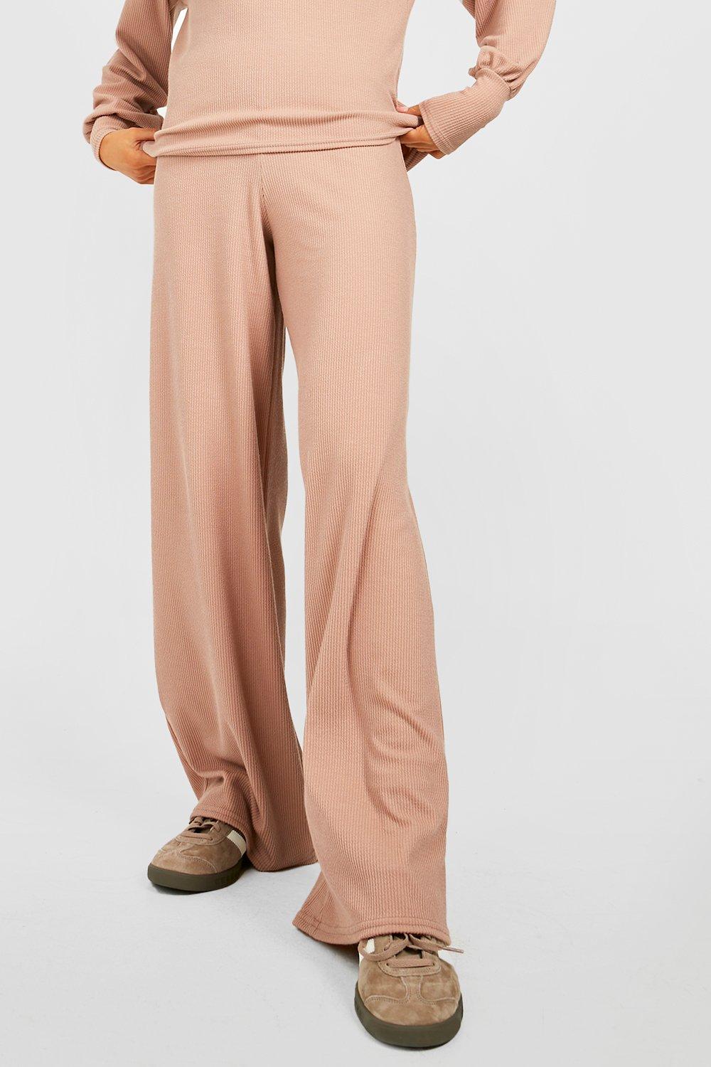 Soft Rib Knit Wide Leg Pants