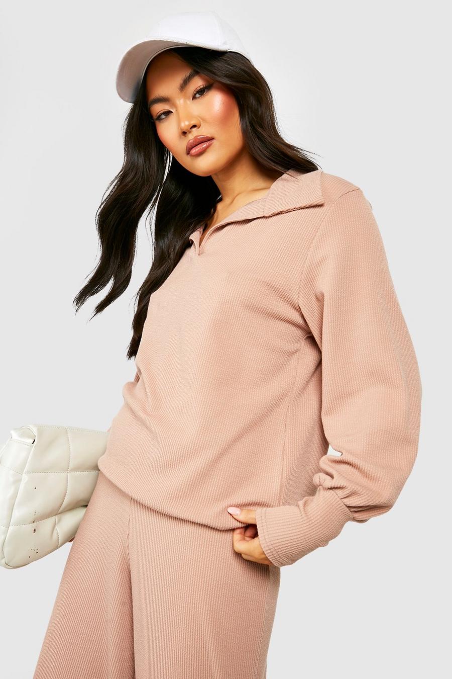Top oversize a coste extra comodo con scollo a V, Dusty rose rosa image number 1
