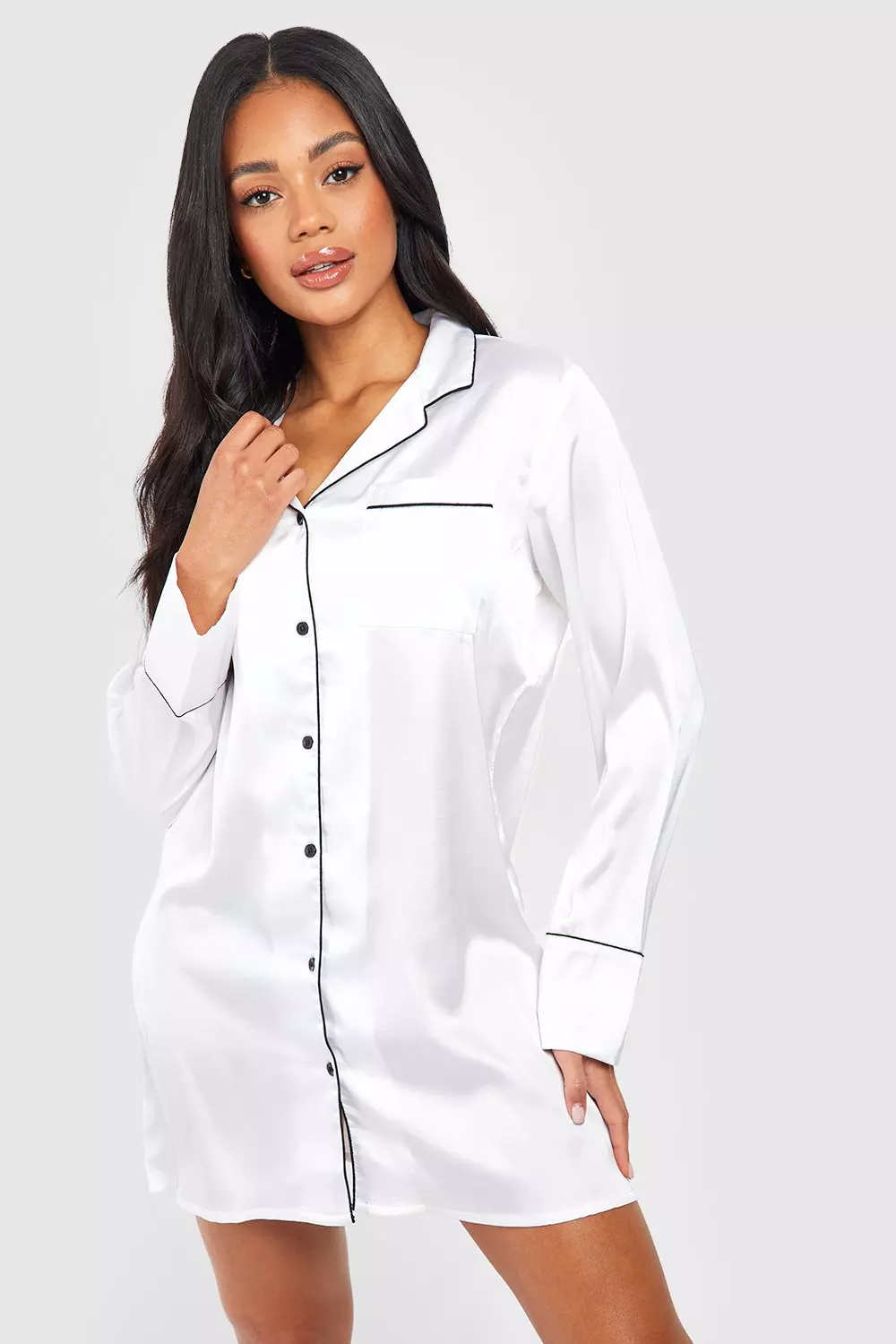 Satin sleep shirt dress hotsell