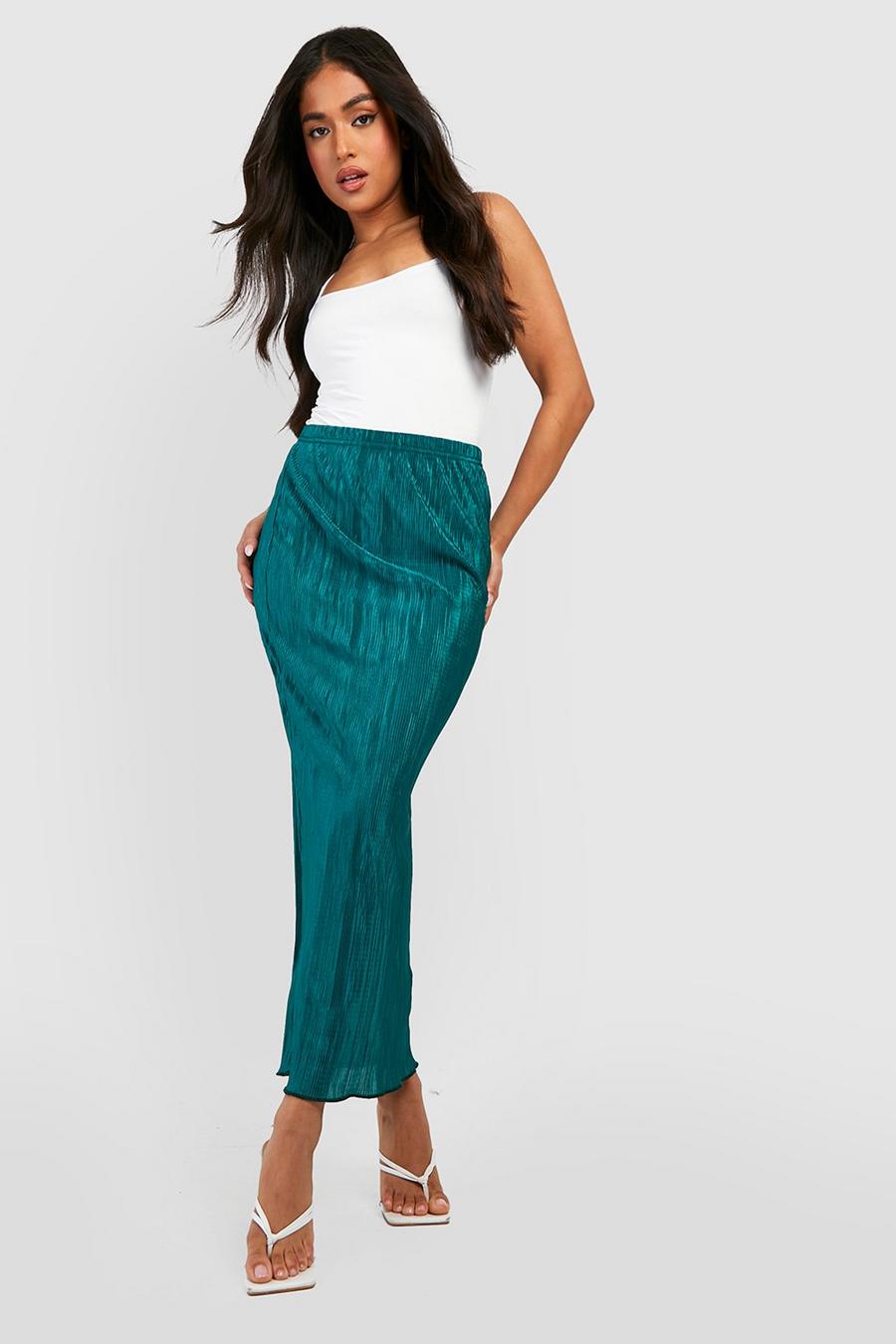 Emerald vert Petite Plisse Maxi Skirt