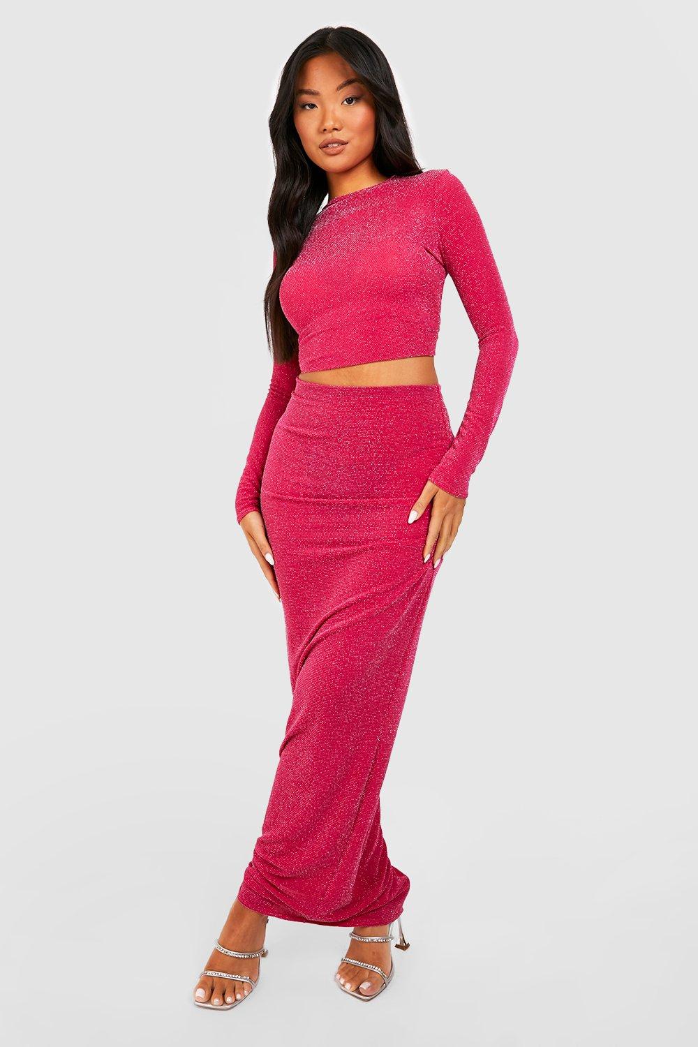 Petite pink maxi skirt best sale