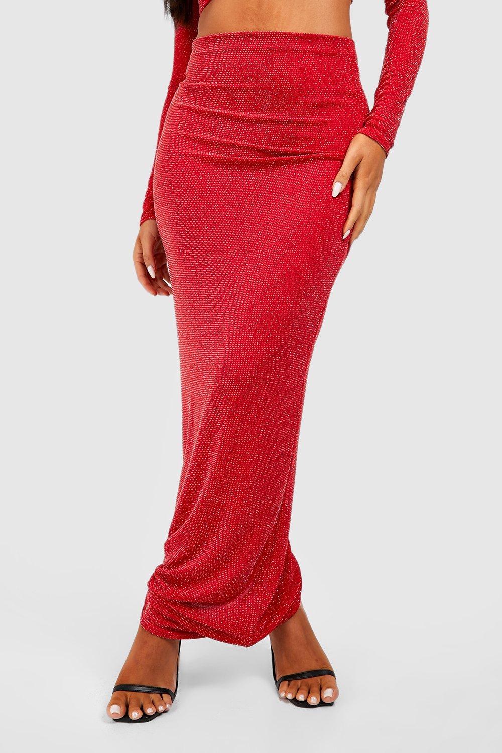 Petite red maxi skirt best sale