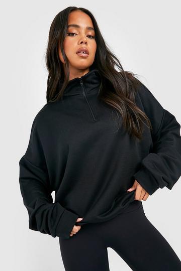 Petite Basic Half Zip Sweater black