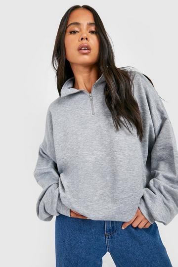 Grey Petite Basic Half Zip Sweater