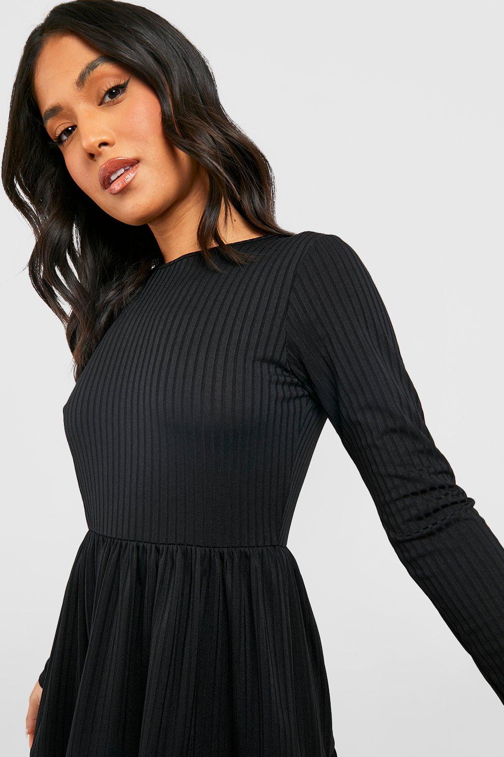 Petite Jumbo Rib Tiered Smock Dress boohoo